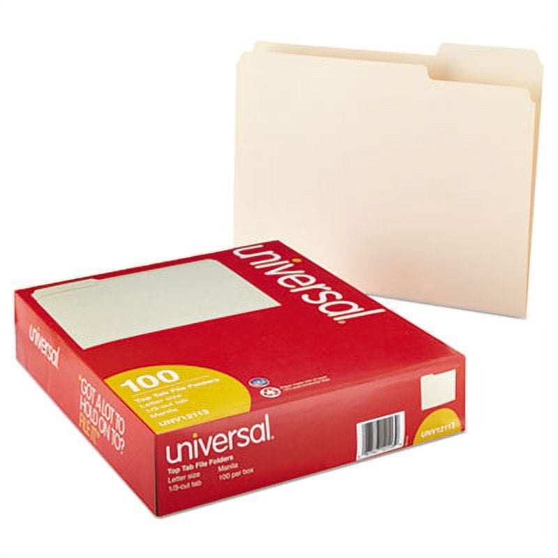 1 PK,Universal Top Tab File Folders, 1/3-Cut Tabs: Assorted, Letter ...