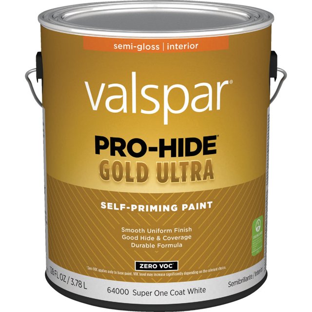 1 PK, Valspar ProHide Gold Ultra Zero VOC Latex SemiGloss Interior