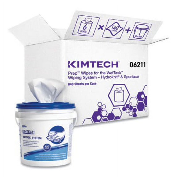 1 PK,WypAll Power Clean Wipers for Disinfectants, Sanitizers,Solvents WetTask Customizable Wet Wipe System, 140/Roll, 6 Rolls/1 Bucket/CT (0621102)