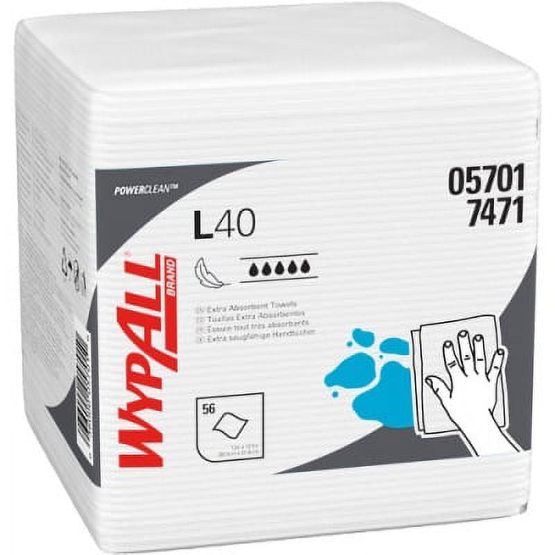 Wypall L40 All-purpose Wipers - 12.50" X 13" - White - Soft, Absorbent - For General Purpose - 56 Per Pack - 18 / Carton