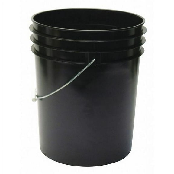 1 PK ZoroSelect 5 gal Open Head Pail, 12-3/8 in Dia, 14-3/4 in H, Black, HDPE