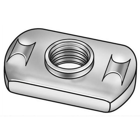 1 PK ZoroSelect Tab Weld Nut, #10-32, Steel, 7/16 in Wd, 5/8 in Lg, 1/32 in Ht, 50 PK