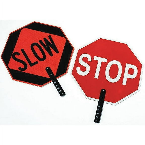 1 PK ZoroSelect Traffic Paddle Sign, 2-Sided Stop/Slow, Non-Reflective, 18 in HxW, 9 in Polygrip Handle