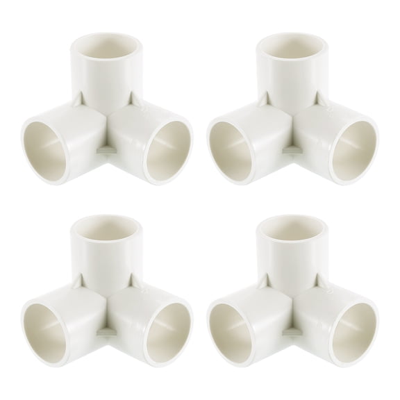 1" Fittings, 4Pcs 3 Way Elbow Connector Elbow Corner Fitting, White