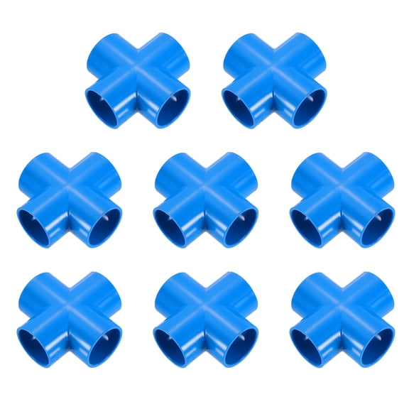 1" Fittings, 8Pcs 4 Way Elbow Connector Elbow Corner Fitting, Blue