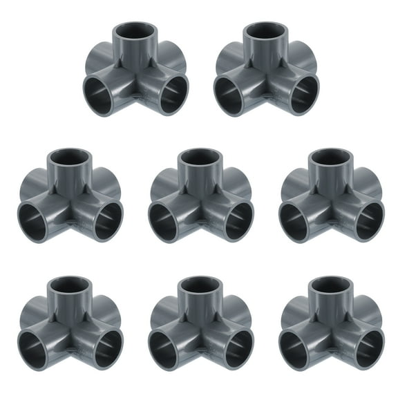 1" Fittings, 8Pcs 5 Way Elbow Connector Elbow Corner Fitting, Grey
