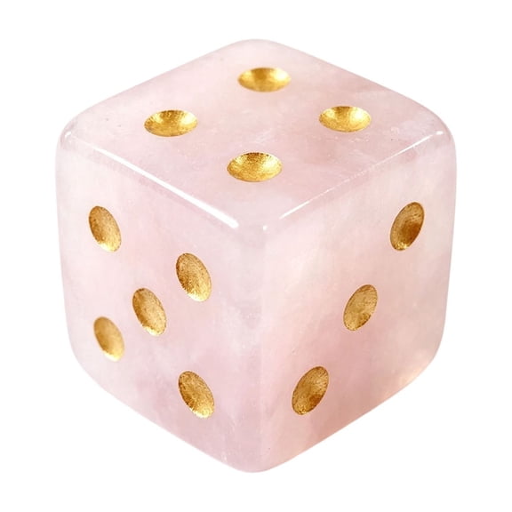 1 Pack 0.63 Inch Polished Natural Square Stone Dice,6-Sided Gold Pips Dice for Divination Tarot Table Board Game Ornament(F)