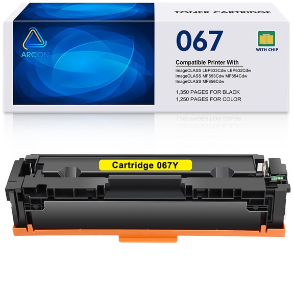 1-Pack 067 Toner Cartridge Compatible for Canon 067 Cartridge 067 CRG-067 imageCLASS MF656Cdw MF654Cdw LBP633Cdw LBP632Cdw MF653Cdw Yellow