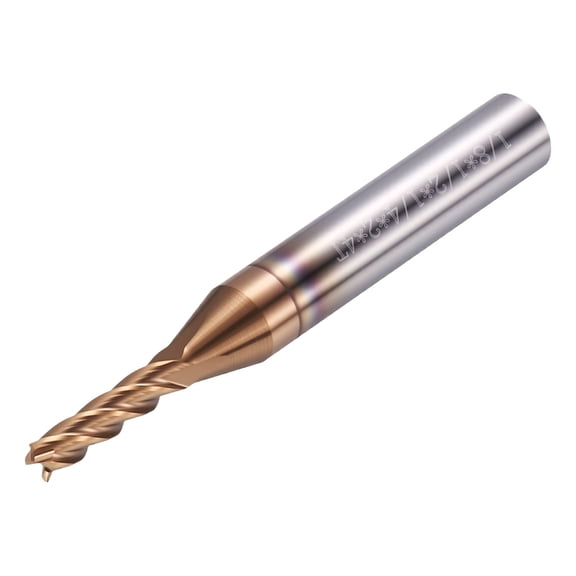 1 Pack 1/8" Carbide End Mill - 4 Flute TISIN Coating 45 Helix Angle HRC91 CNC End Mill 1/2" Cut L, 2" Total l - for Alloy Steel, Stainless Steel, Cast Iron