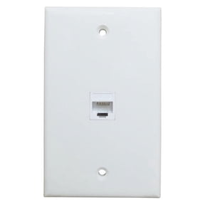 1-Pack 1-Port Ethernet Wall Plate, Jack Wall Plate with RJ45 Female to Female Inline Coupler Insert