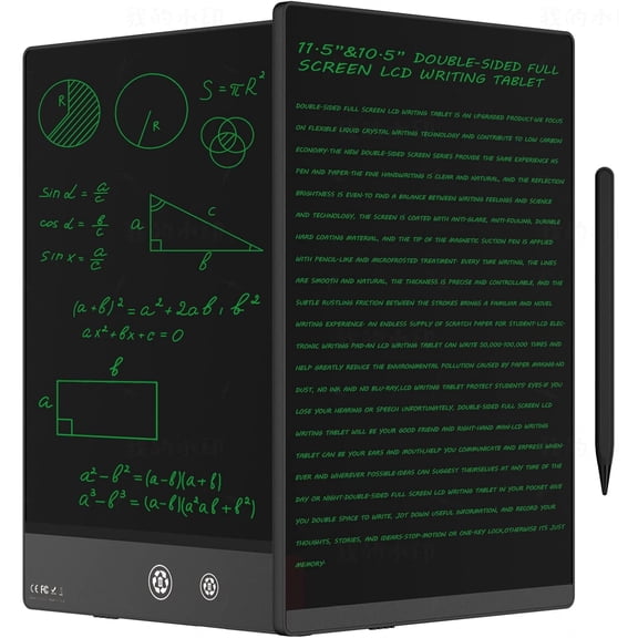 1 Pack 10.5 Inch Double-Sided LCD Writing Tablet, Reusable Digital Notepad with Stylus Pen, Erasable, for School Office Home
