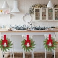 thumbnail image 1 of 1 Pack 10.6in Mini Christmas Cabinet Wreath, Farmhouse Festive Wreath Decor with Berries & Fabric Ribbon, Durable Rattan Plastic Wreath for Kitchen, Window, Door Holiday Ornament，Red Bow, 1 of 5