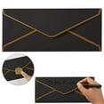thumbnail image 1 of 1 Pack #10 Business Envelopes with Gold Border, Self Seal Standard Envelopes for Office, Checks, Letter Mailing, Invoices, 9.5 x4 Inches (Black), 1 of 5