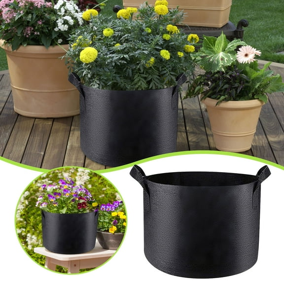 1-Pack 10 Gallon Grow Bags, Thickened Nonwoven Fabric Pots with Reinforced Handles & Labels, Heavy Duty Aeration Cloth Planters for Vegetables, Fruits, Flowers