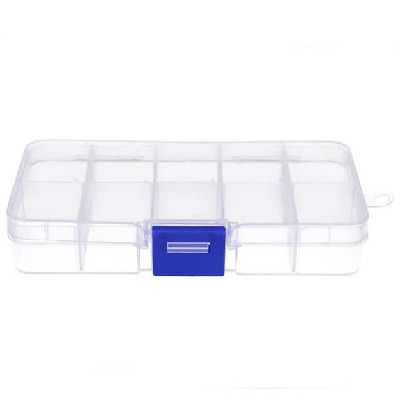 1 Pack 10 Grids Organizer Box,Clear Fixed Compartment Storage Box,Visible Storage Container for Craft,Plastic Electronic Component Tool Box,Storage Case for Jewelry,Small Parts