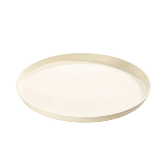 1 Pack 10-Inch Round Plastic Serving Tray, Lightweight Fast Food and Cafeteria Tray with Textured Surface, Stackable and Durable for Indoor and Outdoor Use, 26cm (Beige)