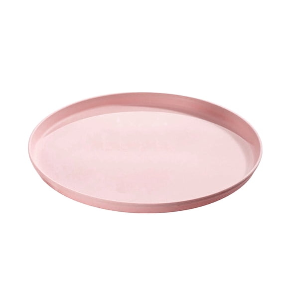 1 Pack 10-Inch Round Plastic Serving Tray, Lightweight Fast Food and Cafeteria Tray with Textured Surface, Stackable and Durable for Indoor and Outdoor Use, 26cm (Pink)