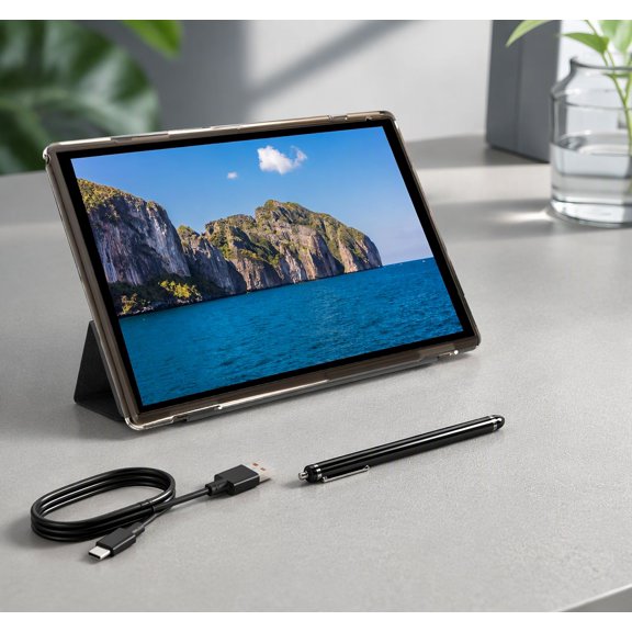 1 Pack 10 Inch Tablet with Case and Stylus, Android 15, 8GB 32GB ROM, Expandable to 1TB, 6000mAh , 10.1 Inch IPS Touchscreen, 2MP+8MP Camera, WIFI-6, Bluetooth 5.0