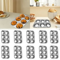 1 Pack of 10 Six-Grid Tin Boxes High Grade Aluminum Pan 6 Cup Cupcake Aluminum Pans Favorite Tin for Baking Cupcakes Tin for Baking Cupcakes Pans Disposable