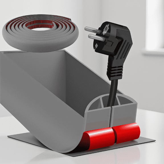 1 Pack 10FT Floor Cord Cover, Self-Adhesive PVC Cable Management Wire Hider for Office Gym Home, Gray, 0.39" x 0.27"H