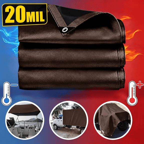 1 Pack 10x12FT Tarp ,20Mil Brown/Black Waterproof Tarp