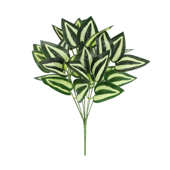 1-Pack 12" Artificial Calathea Zebra Bush, 7-Branch Faux Greenery Foliage for Vase Home Decor
