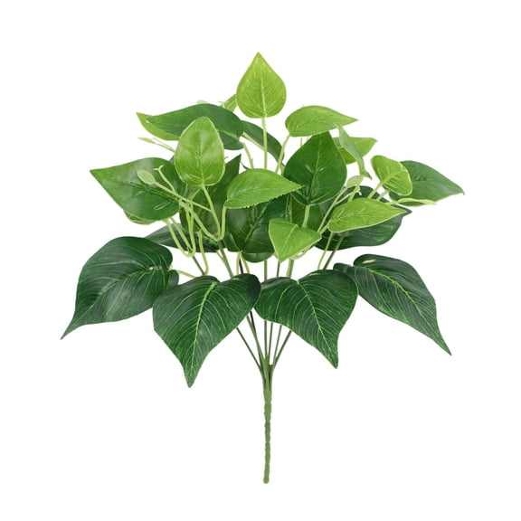 1-Pack 12" Artificial Heartleaf Philodendron Bush, 7-Branch Faux Greenery Foliage for Vase Home Decor