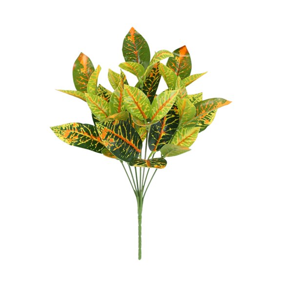 1-Pack 12" Artificial Multi-Color Caladium Bush, 7-Branch Faux Greenery Foliage for Vase Home Decor