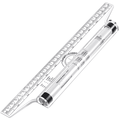 Parallel Rolling Ruler 12 inch Clear Metric Drawing Tool with Protractor for Drafting Measuring