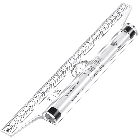 Parallel Rolling Ruler 12 inch Clear Metric Drawing Tool with Protractor for Drafting Measuring