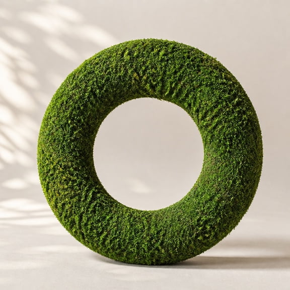 Tutuviw 1 Pack 12 Inch Preserved Sheet Moss Wreath, Natural Green Moss Ring Base, Rustic Front Door Wreath for Home Wall Decor, DIY Floral Craft Supply