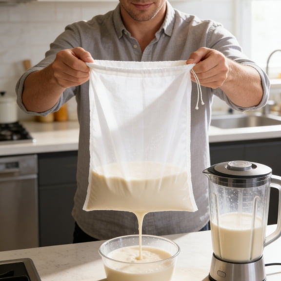 1 Pack 12 x 8 Inch Nut Milk Bag Strainer, 100 Mesh Fine Mesh Nylon Cheesecloth Bags, Reusable Food Strainer Bag for Straining Fruit Juice Cheese Coffee Tofu Yogurt Tea