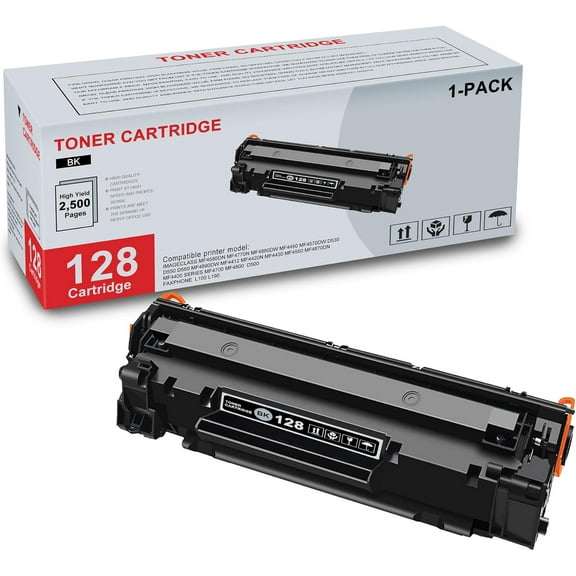 1-Pack 128 3500B001 Black Toner Cartridge Compatible CRG128 128 Replacement for Canon ImageCLASS MF4580dn MF4770n MF4880dw MF4570dw D530 D550 D560 MF4800 FAXPHONE L100 L190 Printer