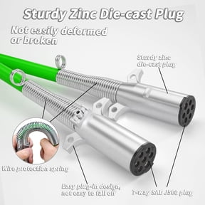 1 Pack 12FT 7 Way Trailer Cord for Semi Trailers, 4/12+2/10+1/8 Gauge Wire, 7 Wire Trailer Cable, ABS Heavy Duty, Cold Resistant Straight Electric Cable, Green, for Semi Trailer Truck Tractor
