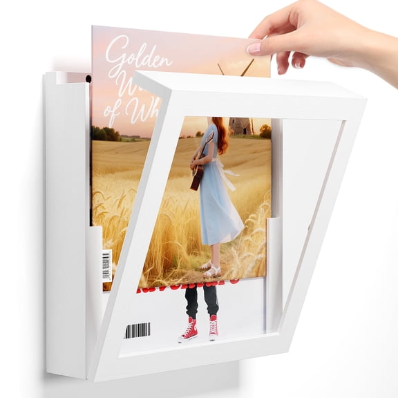 1 Pack 12x12 Vinyl Record Frame, Record Frame for Wall Hanging Set, Display Vinyl Lp Covers, Up to 20 Records, White