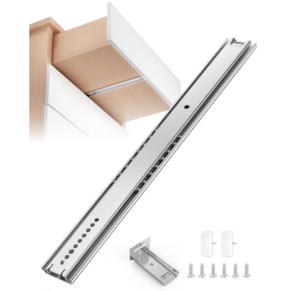 1 Pack 14 Inch Center Mount Drawer Slides, Hidden Undermount, Heavy Duty Concealed Central Rails, 3/4 Extension, Bottom Glide Track Runners for Kitchen Cabinets, Chest of Drawers, Dressers
