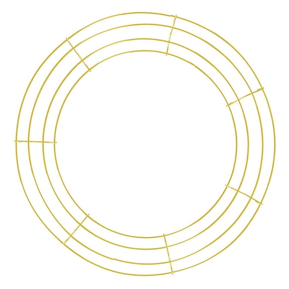1-Pack 15.75 Inch Wire Wreath Frame – Round Metal Wreath Form with Ring Design for DIY Crafts,Floral Projects,and Home Decor – Dark Green Wire Frame for Christmas Holiday & Weddings(gold)
