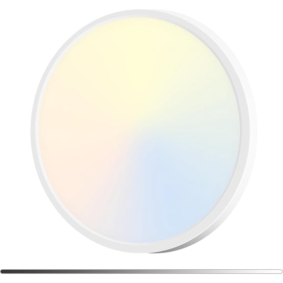 1 Pack 15 Inch LED Flush Mount Ceiling Light, 30W Dimmable with 5CCT Adjustable Color Temperature (3000K-6500K), Low Profile White Round Fixture for Bedroom Kitchen Hallway Living Room