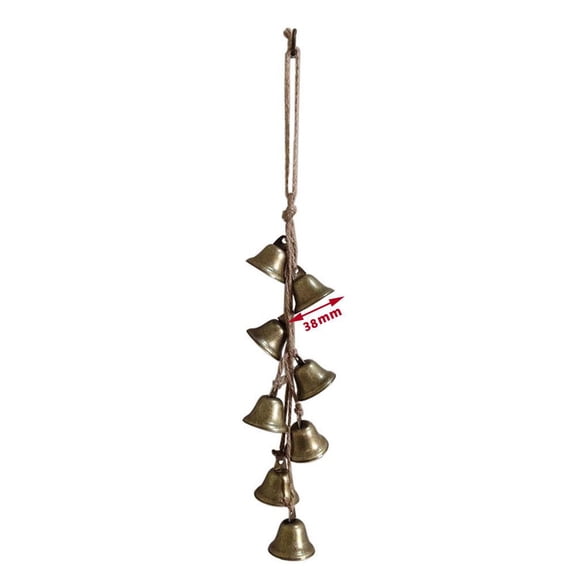 1 Pack 16.38 Inches Witch Bells for Door Knob, Brass-Colored Iron Bell Strings with 8 Bells, Hanging Bells Magic Wind Chimes for Home Protection Witch Bells Kit