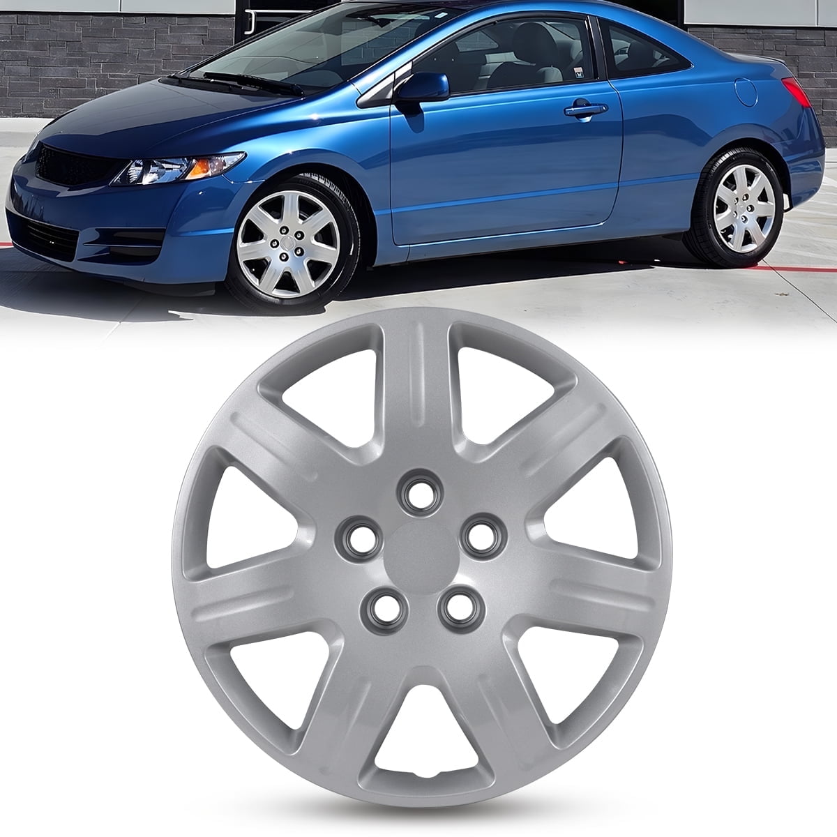1 Pack 16" Hubcap Wheel Cover Replacement for 2006-2011 Honda Civic,Wheel Rim Cover Compatible with Steel Wheels,Bolt on Installation,ABS+PC Material,Lacquer