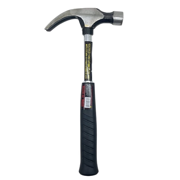 1 Pack 16 Ounce Claw Hammer with Hardened Steel Head Steel Handle and Ergonomic Rubber Grip for Construction Repairs and Carpentry, Silver and Black