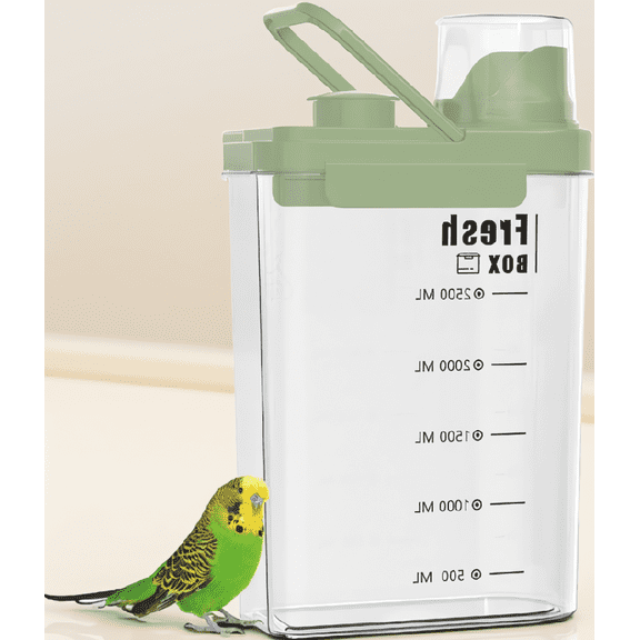1-Pack 2.8L Bird Seed Storage Container with Airtight Lid and Measuring Cup, Dispenser, Green