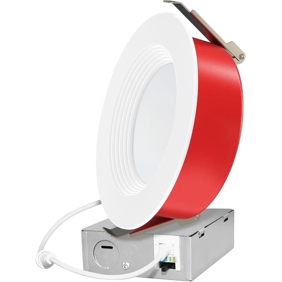 1 Pack 2 Hour FIRE Rated LED Recessed Lighting 6 Inch, 2700K/3000K/3500K/4000K/5000K Selectable, Dimmable, 1100LM, Baffle Trim Anti-Glare Wafer Lights, Wet Rated Downlight, IC Rated, ETL, Energy Star