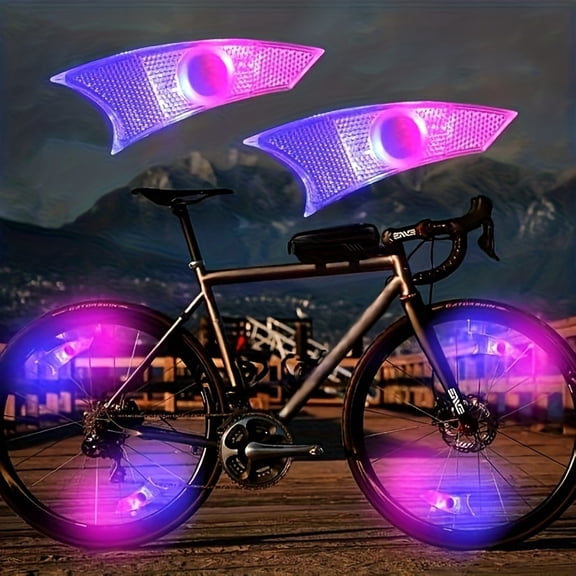 1 Pack/2 Pack Bicycle Wheel Spoke Lights, Motion Sensor Wheel Lights, Super Bright Night Time Colour Changing Decorative Lights, Best Gift for Cycling Enthusiasts (Blue-Purple)