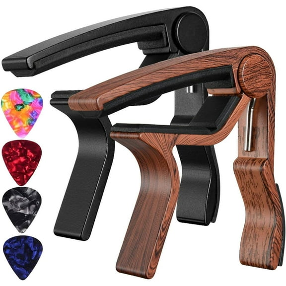1 Pack/ 2 Pack Guitar Capo, Tuning Clamp Black Wood Capo Guitar Clamp Guitar Kapo for Acoustic and Electric Guitar