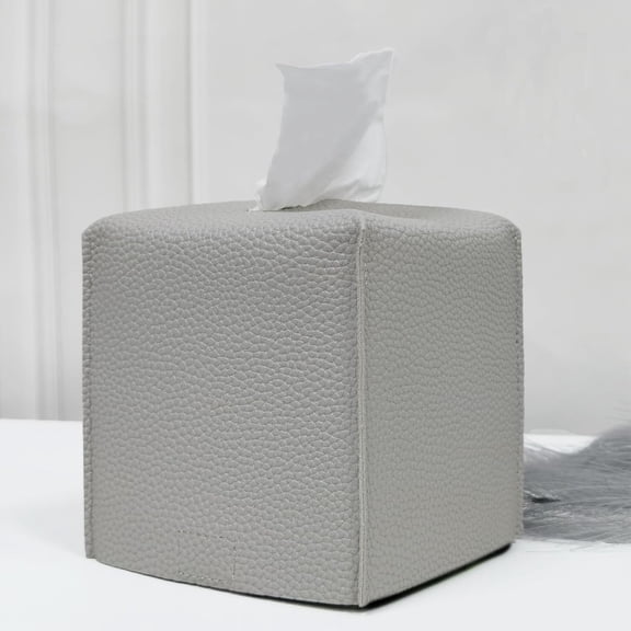 1 Pack/ 2 Pack Tissue Box Cover, Square PU Leather Tissue Holder, Decorative Facial Tissue Cube Paper Organizer Dispenser for Bathroom, Night Stands, Desk, Car, 5X5X5 in