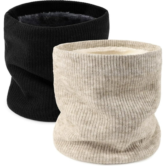 1 Pack/ 2 Pack Unisex Fleece Lined Neck Warmer Ski Face Neck Gaiter, Winter Knitted Neck Gaiter Scarf for Women Men