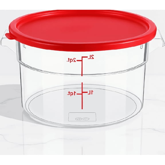 1-Pack 2 Qt Round Food Storage Container with Lid, Clear Proofing Bucket with Graduated Scale, Stackable