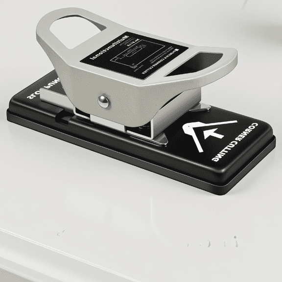 1 Pack 2-in-1 ID Badge Slot Hole Punch and R5 Corner Rounder, Handheld Card Punch Tool for PVC Cards, Name Badges, Photo Paper