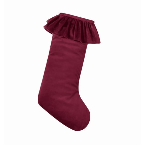 1 Pack 20 Inch Neutral Christmas Velvet Stocking Ruffled Design Large Christmas Stockings with Hanging Loops for Fireplace Xmas Tree Ornament Vintage Holiday Season Party Decorations